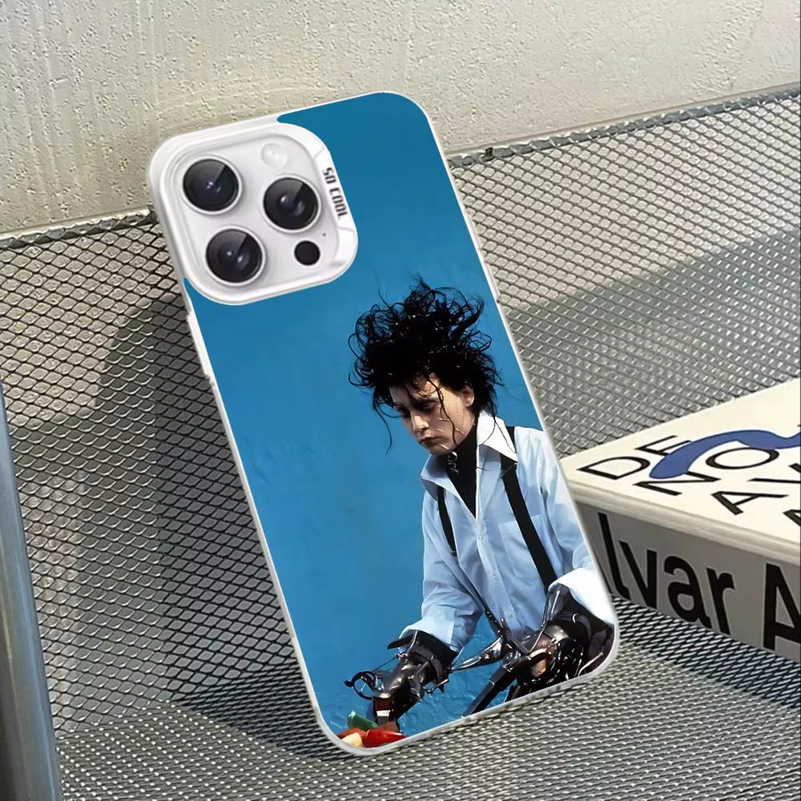Retro E-Edward Scissorhands Stoßfeste Handyhülle für iPhone 17 16 15 14 13 12 11 Pro Max X XS XR in Silber - Bild 3