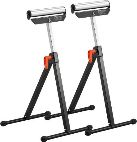 VEVOR 2er-Set Rollenböcke aus Stahl in Silber und Schwarz, höhenverstellbar 68-108 cm, Tragkraft 61 kg, mit poliertem Stahlrollenkopf als Arbeitsbock und Verlängerungsstütze für Tischkreissägen - Bild 1