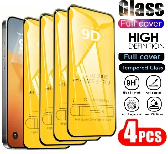 4er-Pack Gehärtetes Glas Display-Schutzfolie für Apple iPhone 17 16 15 14 13 12 11 Pro Max Plus XR XS in Transparent - Bild 1