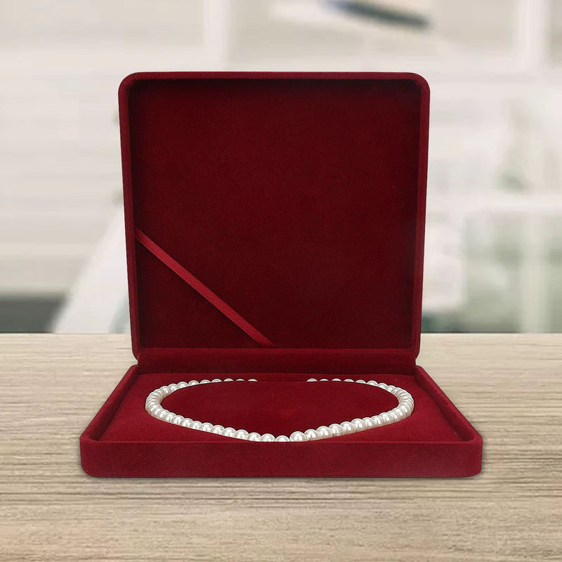 Phenovo Samt-Geschenkbox mit rotem Innenherz in Beige für Schmuck und Perlenketten - Bild 2