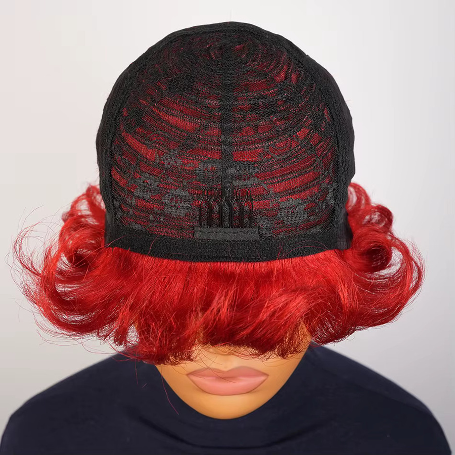 OYM HAIR Echthaar-Perücke, Pixie-Schnitt, rot, Damen - Bild 5