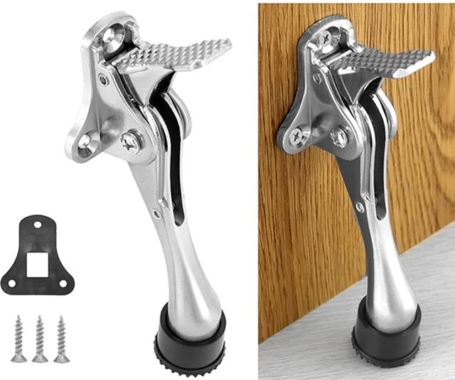 TFAAI Türstopper aus Zinklegierung in Silber mit rutschfester Gummispitze, stummer Wandschutz, Höhe: 13,6 cm, Durchmesser: 5,0 cm - Bild 1