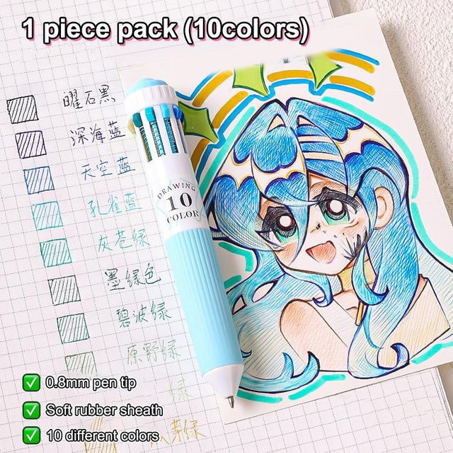 Binchi Cartoon Kugelschreiber Set mit 136 Stück und 2860 Farben, Mehrfarbige Schreibstifte mit weichem Griff für Schule und Büro - Bild 1