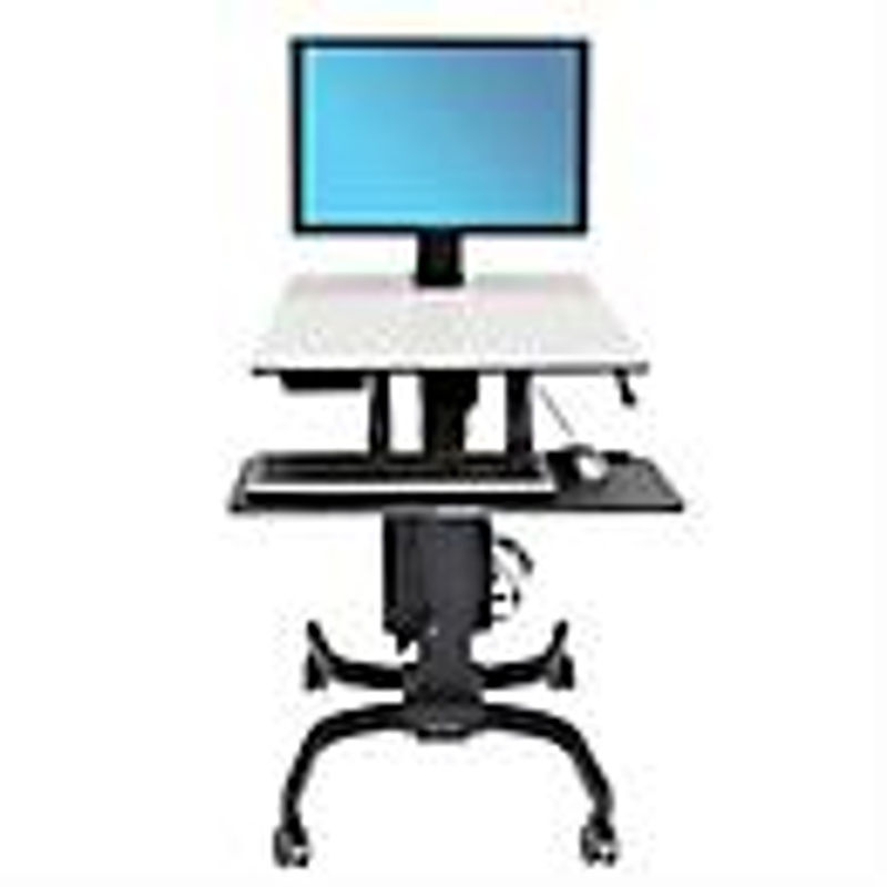Ergotron WorkFit-C Single HD Steh-Sitz-Arbeitsplatz mit höhenverstellbarer Arbeitsfläche, Monitorarm und Tastaturablage in Schwarz-Grau - Bild 5