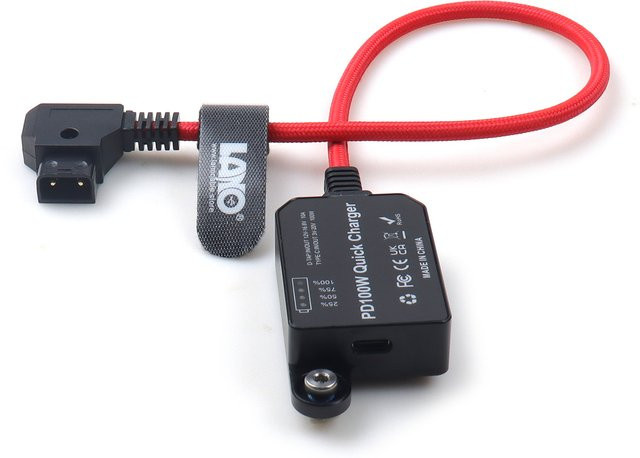 LANO 100W PD Bidirektionales Stromkabel D-TAP auf USB-C Adapter für Laptop und V-Mount-Akku in Rot - Bild 1