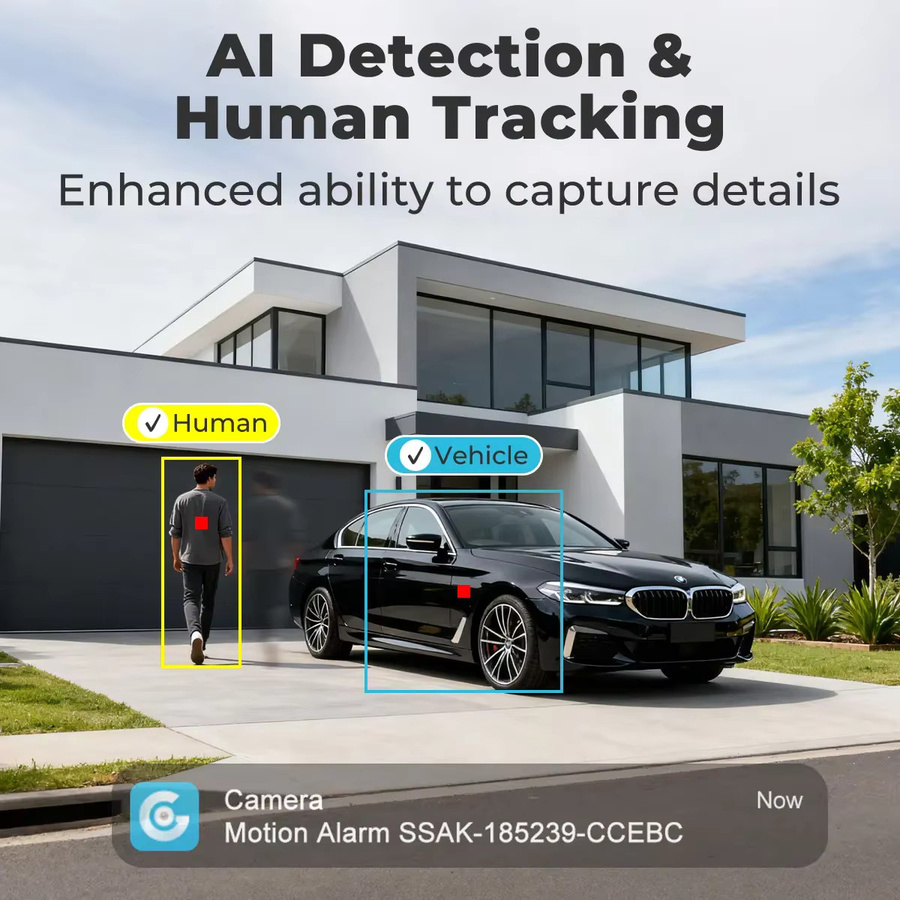 GENBOLT 4K 8MP Dual-Objektiv Außen-Sicherheitskamera mit 10-fach Zoom, PoE und WLAN 2,4/5GHz, automatische Menschen- und Fahrzeugverfolgung, Farbe: Weiß - Bild 3