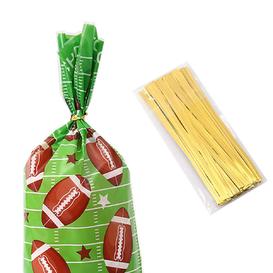 50 Stück Rugby Geschenkbeutel aus Kunststoff in Grün für Süßigkeiten und Popcorn mit Kordelzug - Bild 5