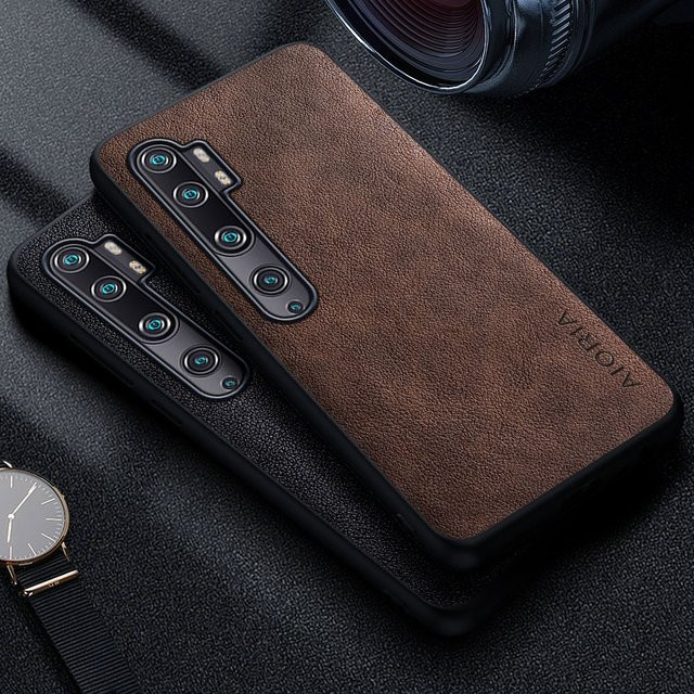 Luxus-Handyhülle aus Leder für Xiaomi Mi Note 10 Pro Lite in Schwarz im Retro-Business-Stil - Bild 1