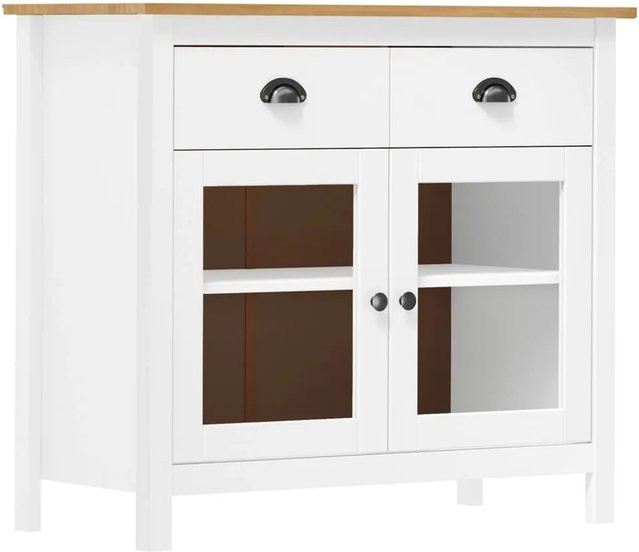 vidaXL Sideboard Hill aus massivem Kiefernholz in Weiß und Braun, B/T/H: 90 x 40 x 80 cm - Bild 1