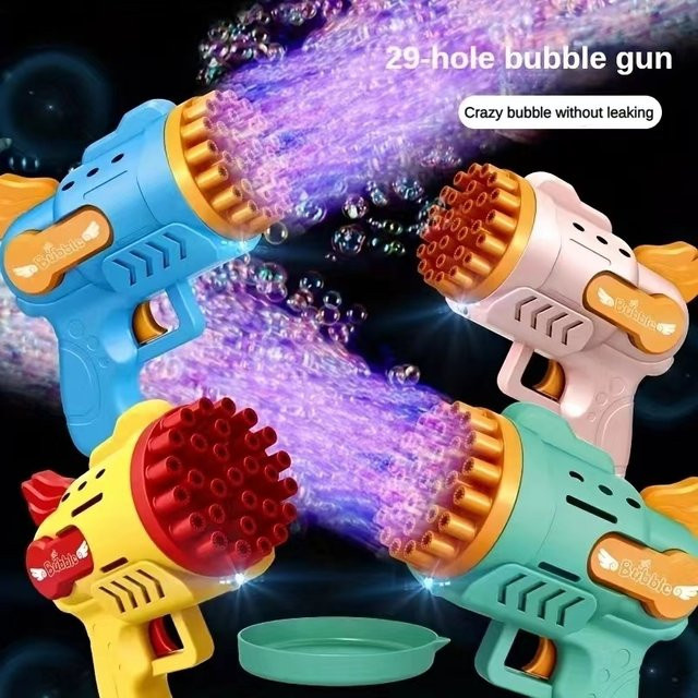 Adoowoo Bubble Gun, elektrische automatische Seife Rakete Blasen Maschine, Rot, Bunt / Mehrfarbig, ab 3 Jahre - Bild 1
