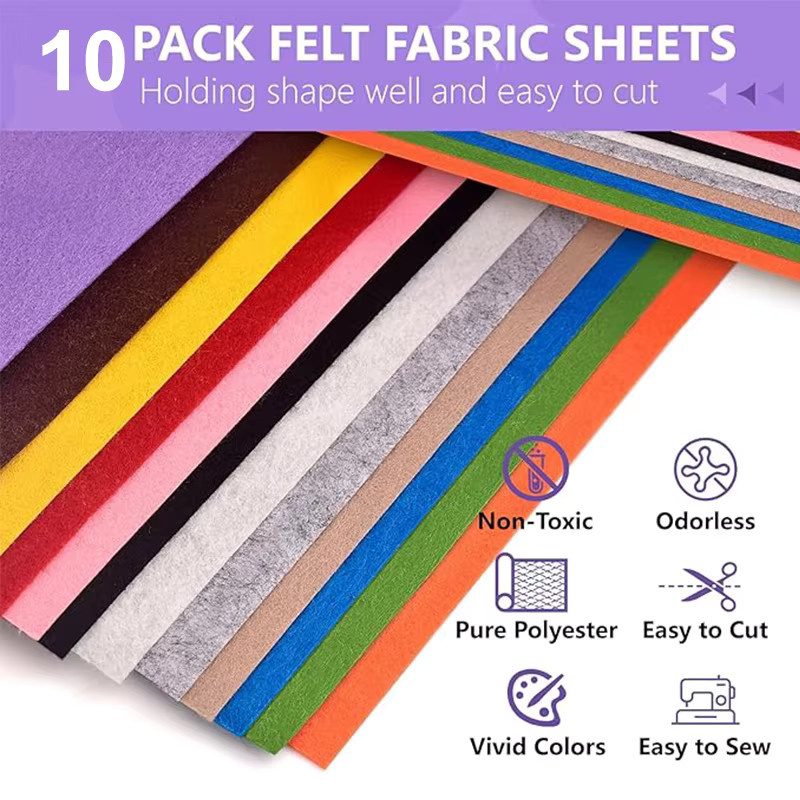 10er Filzset in Multicolour für DIY-Näharbeiten und Weihnachtsdekoration, B: 91 cm, H: 20 cm - Bild 5