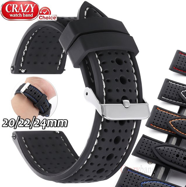 crazyband Uhrenarmband Silikon, Schwarz, Herren - Bild 1