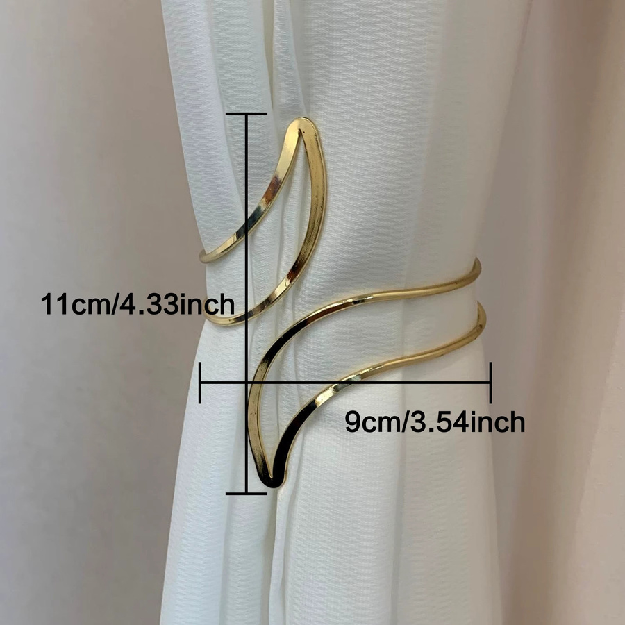 2 Stück moderne Metall-Vorhang-Raffhalter mit geometrischem Mondmuster in Silber und Gold - Bild 2