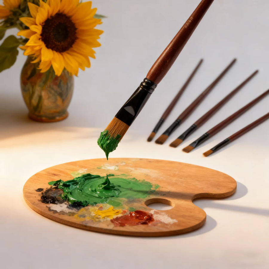 6-teiliges professionelles Nylon-Künstlerpinsel-Set in Braun für Acryl-, Öl- und Aquarellmalerei - Bild 3