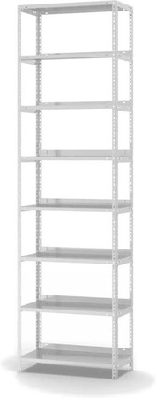PROREGAL Aktenregal Schraubsystem Grundregal mit 8 Ebenen und Deckboden, Lichtgrau, H x B x T: 250 x 75 x 30 cm