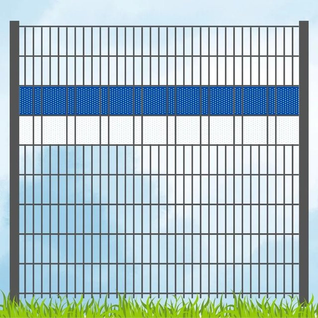 zaun zu Sichtschutzstreifen aus PP in Blau/Weiß, gelocht, Breite: 19,0 cm, Höhe: 190,0 cm - Bild 1
