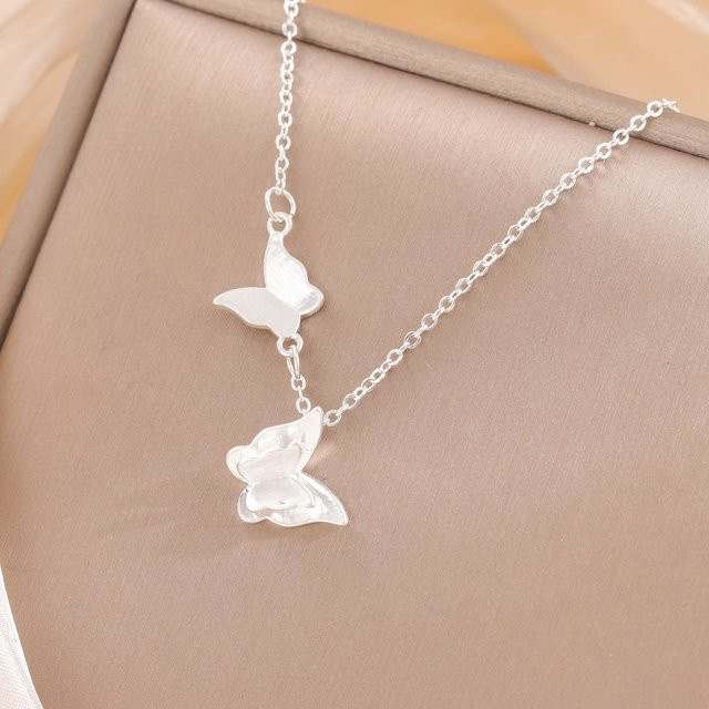 GaGa-Duck Halskette 925 Silber, Doppel Schmetterling, Damen - Bild 1