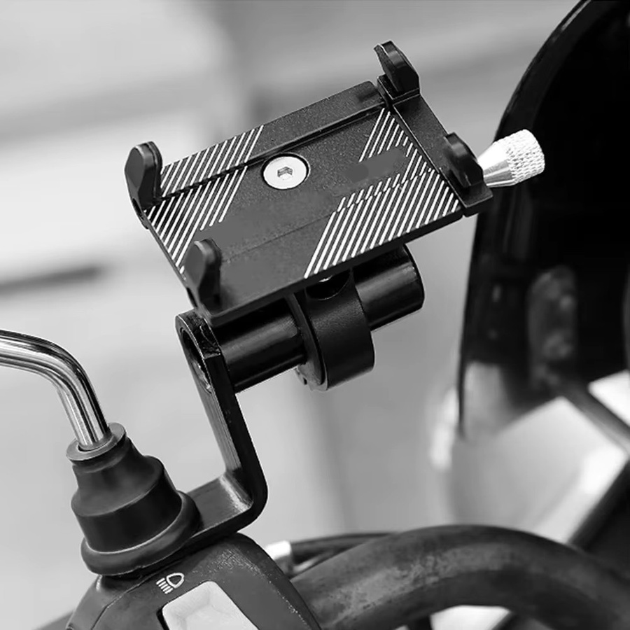 Smartphone Halterung für Motorrad und Fahrrad in Schwarz zur Montage am Rückspiegel oder Lenker für MTB und Rennrad - Bild 2