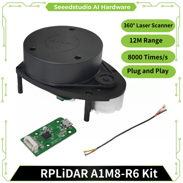 SLAMTEC RPLIDAR A1M8 360-Grad-LIDAR-Sensorscanner in Schwarz für 2D-Scanning und Roboter-Navigation mit 12 Meter Reichweite - Bild 1
