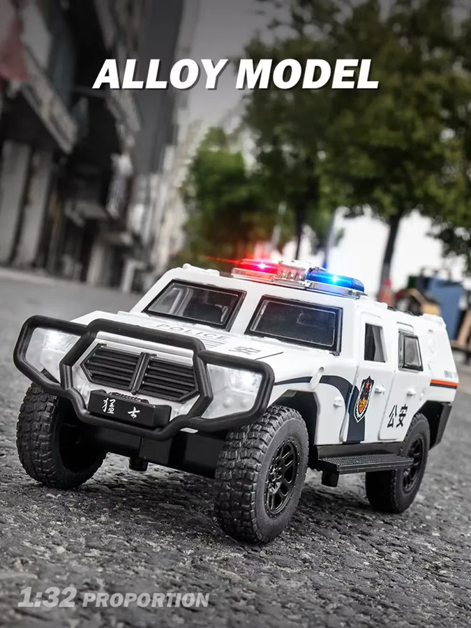 MAKEDA Dongfeng MengShi Sabertooth Modell Polizeiauto, Metalldruckguss, 1:32, mit Licht und Sound - Bild 4