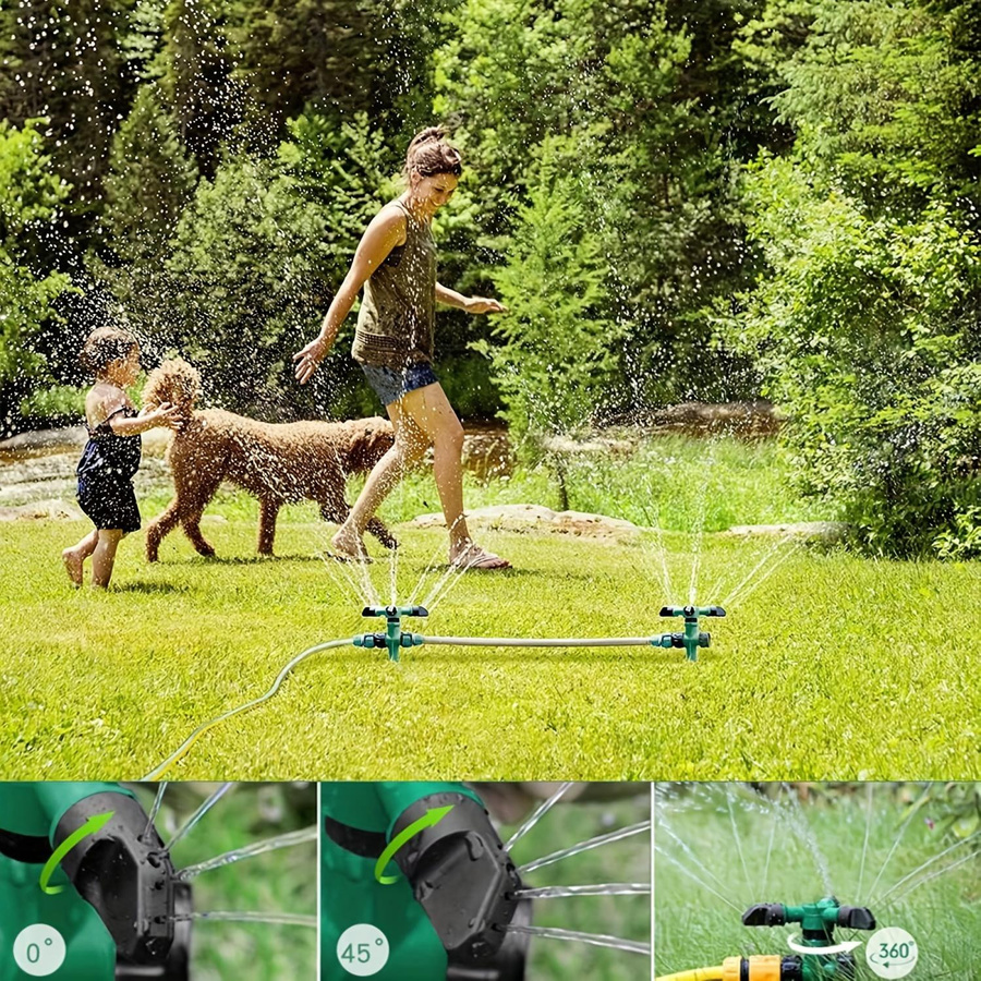 4er Set YTO Home 1 Automatischer 360 Grad Rotierender Gartensprenger mit Drei-Zinken-Sprühkopf für den Rasen und Hof - Bild 5