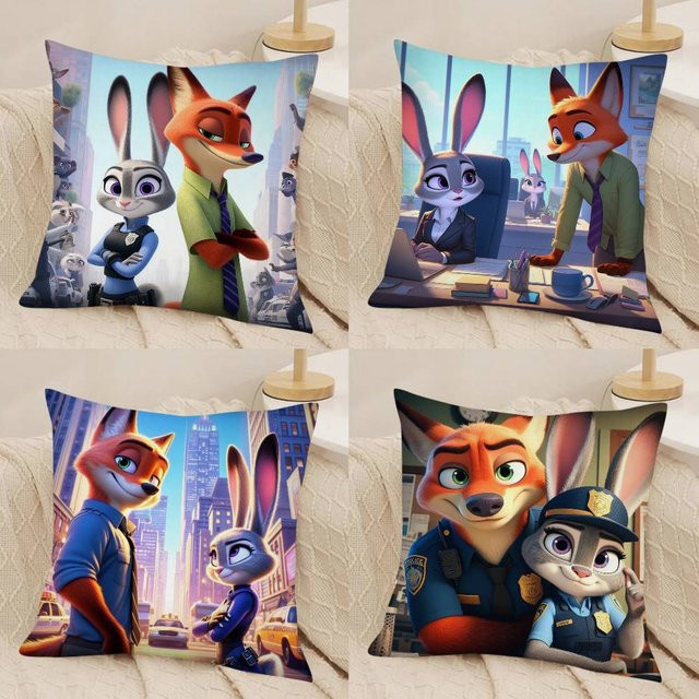 Bilibili Zootopia 2 Kissenbezug quadratisch, Mehrfarbig, B/B/B: 40 x 40 x 40 cm - Bild 1