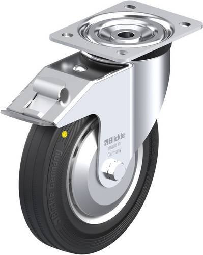 Blickle Lenkrolle L-V 200K-FI-EL-FA mit Feststeller in Silber und Schwarz, Rad-Durchmesser: 20 cm, Tragfähigkeit: 205 kg - Bild 1