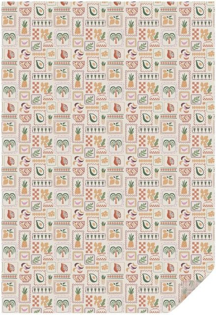 Tulup Fensterfolie Milchglasfolie mit folkloristischem Blumenmuster in Beige, Breite: 100 cm, Höhe: 146 cm - Bild 1