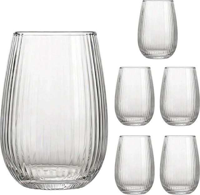 Relaxdays Longdrinkgläser 6er Set Tumbler aus Glas, Transparent, 400 ml - Bild 1