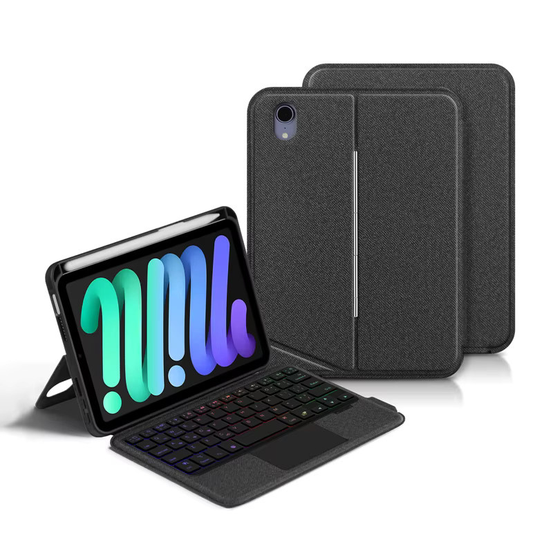 AJIUYU TouchPad-Tastaturhülle mit Hintergrundbeleuchtung für iPad Mini 7 A17 Pro 2024 und iPad Mini 6 8,3 Zoll, abnehmbares Smart Cover, Schwarz - Bild 6