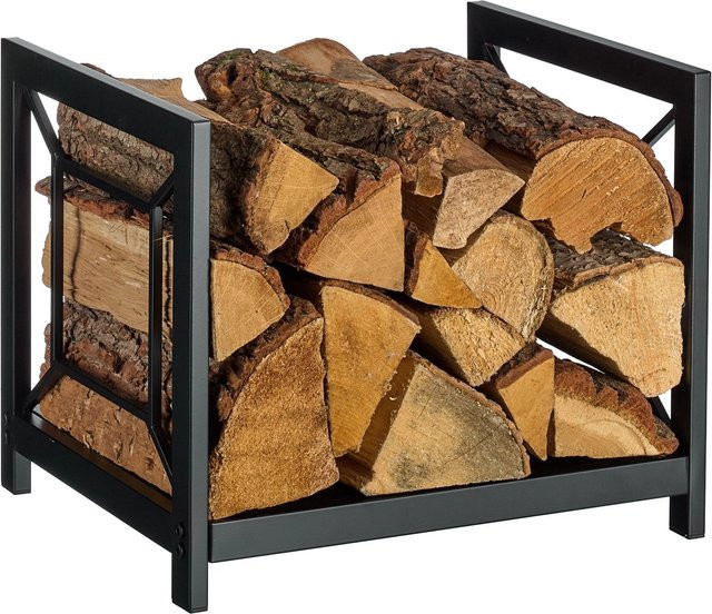 Relaxdays Kaminholzregal aus Eisen in Schwarz, modern und platzsparend, B/T/H: 36 x 43 x 35,5 cm - Bild 1
