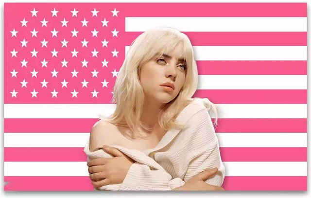 Wandteppich JMG Household Supplies im Billie Eilish Stil, moderner Grafikdruck in Pink, B x H: 40 x 60 cm - Bild 1