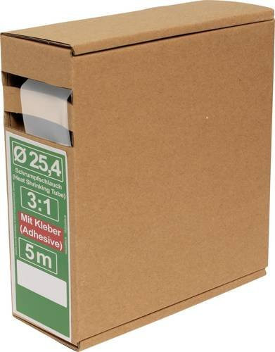 Quadrios 25CA506 Schrumpfschlauch mit Kleber Transparent, Durchmesser: 25,4 mm, Schrumpfrate 3:1, 5 m - Bild 1
