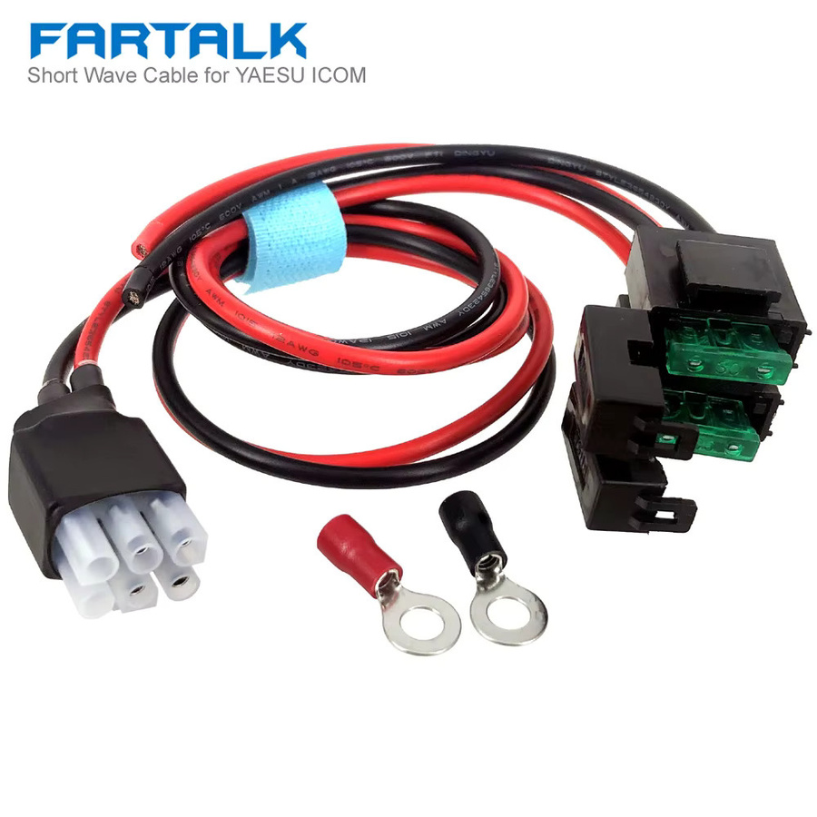Fartalk Stromversorgungskabel mit 6 Pins und 30A Sicherung für Yaesu FT-857D FT-897D und Icom IC-725A IC-78 IC-706, Farbe: Rot, Länge: 1 m - Bild 2
