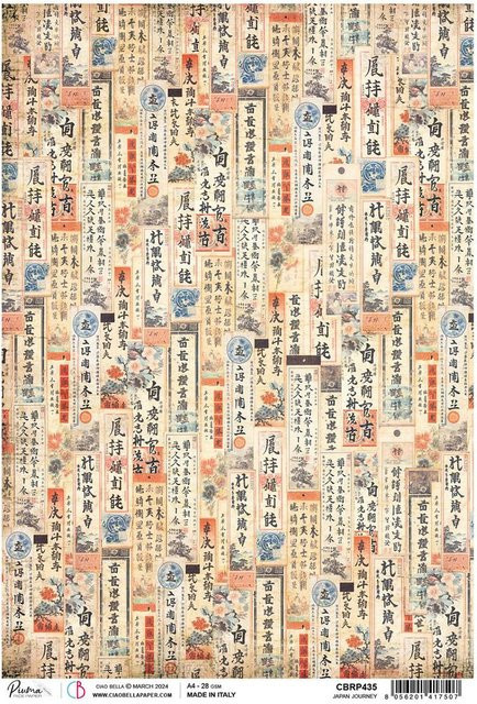 Motiv-Strohseide Ciao Bella Land of the Rising Sun - Japan Journey in Beige und Multicolor, Format A4 - Bild 1