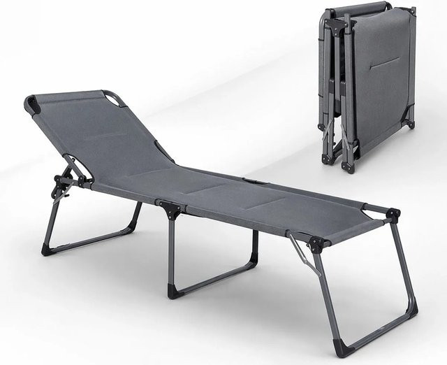 osoltus Sonnenliege XXL mit 3D Soft Touch Mesh-Gewebe und Aluminiumgestell in Grau - Bild 1