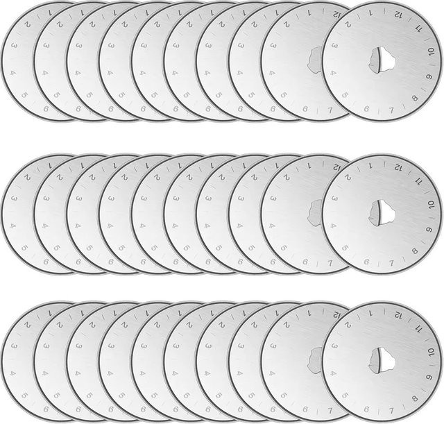 NOTIONSLAND Ersatzklingen für Rollschneider 45mm, 5er-Pack, runde Schneideklingen aus Stahl für Quilten, Nähen und Handwerk, Silber - Bild 1