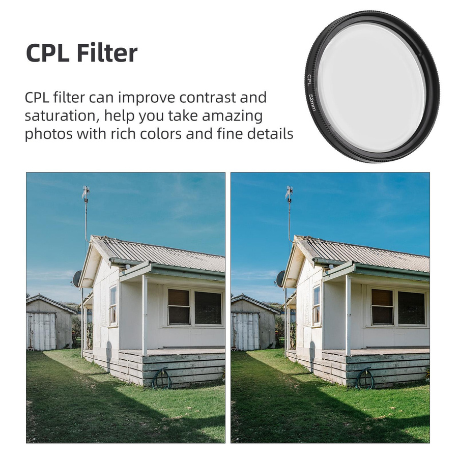 GoolRC CPL Filter 52mm Clip-auf Polarisator Filter für Telefon Kamera Objektiv mit Clip in Schwarz - Bild 3