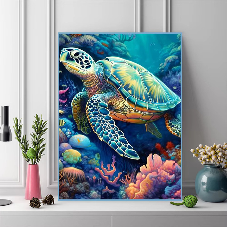 Evershine Diamantstickerei Schildkröte DIY Mosaik Wandkunst Rund Multicolour Durchmesser: 30 cm - Bild 3