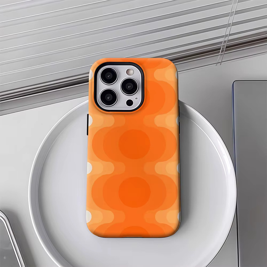 Orange Orbs Handyhülle für iPhone 17 16 15 14 13 12 Pro Max Plus mit doppelschichtiger Rückseite in Orange - Bild 4