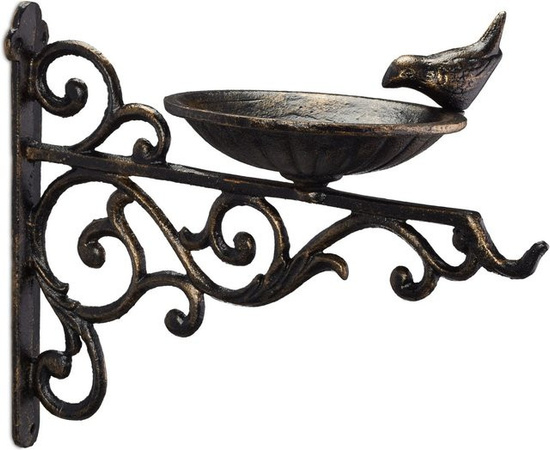 Relaxdays Vogeltränke aus Gusseisen in Bronze, nostalgisches Design, B/T/H: 24 x 28 x 14 cm
