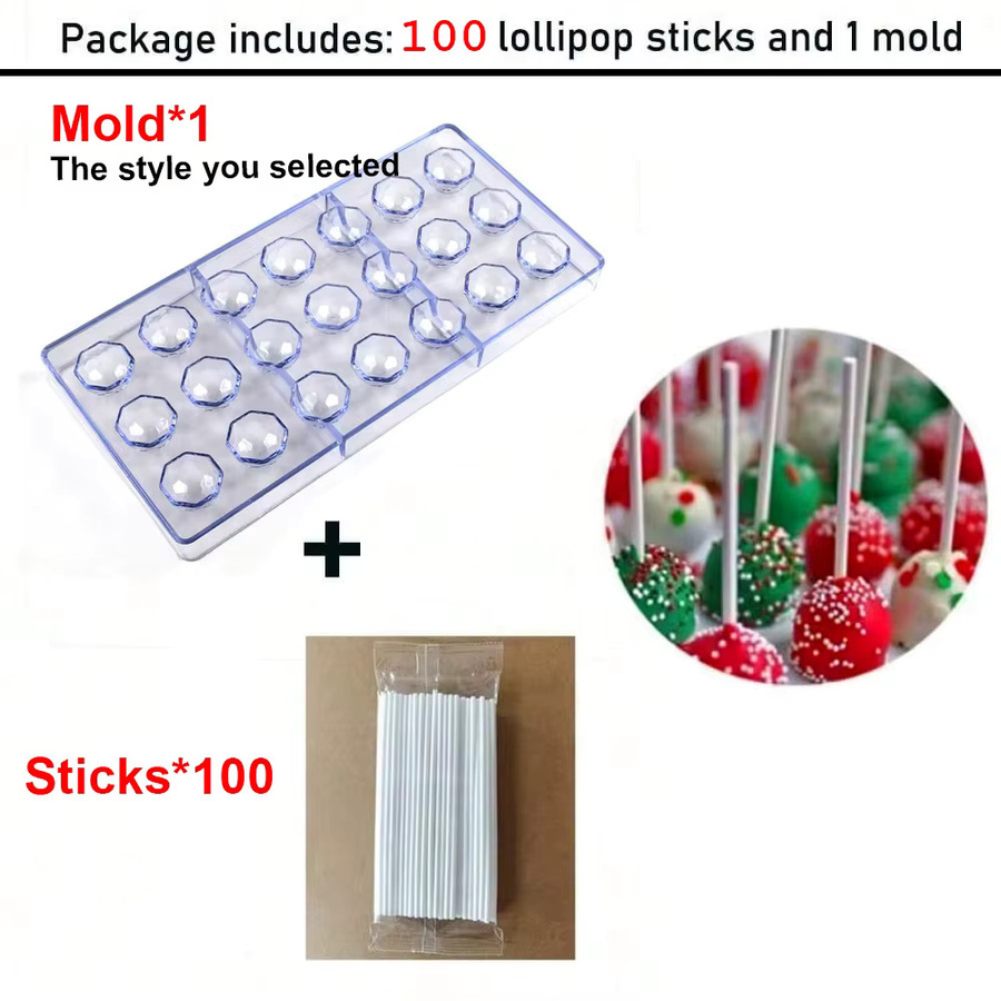 DIY Schokoladenlutscher-Formen-Set aus Silikon mit 100 Stäbchen, runde Cake-Pop-Backformen für hausgemachte Süßigkeiten, transparent - Bild 2