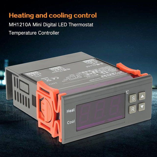 Fishine MH1210A Mini Digital LED Thermostat Temperaturregler mit Fühler DC12V Grau - Bild 1