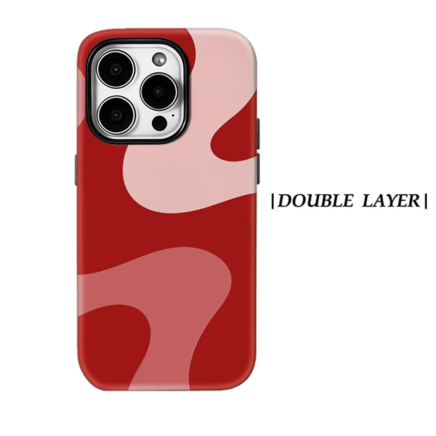 Potdemiel Magnetische Handyhülle Red Tone Curved Wave für iPhone 17 16 15 14 13 Pro Max Plus Tough Case in Rot - Bild 5