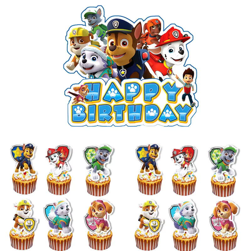 Paw Patrol Partydeko Set mit Wimpel und Blasenaufklebern, Mehrfarbig, für Kindergeburtstage - Bild 3