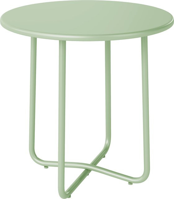 Outsunny runder Gartentisch aus Metall in Grün mit X-förmiger Basis und höhenverstellbaren Füßen, Durchmesser: 48 cm, Höhe: 51 cm - Bild 1