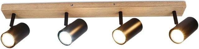 NETTLIFE Deckenstrahler aus Massivholz und Metall in Schwarz, verstellbar und modern - Bild 1