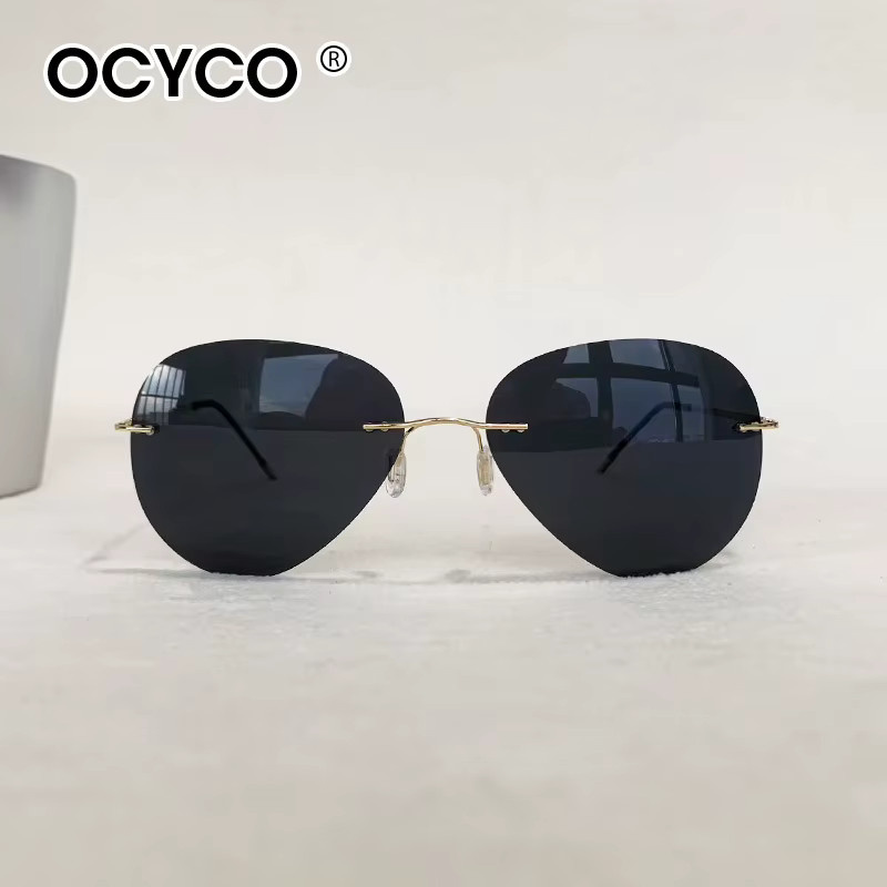 OCYCO 2026 Sonnenbrille Pilot, randlos, Metall, polarisiert, Unisex, schwarz - Bild 3