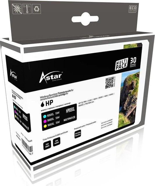 Astar Tintenpatrone für HP OJ PRO 6230, Multicolor, Set aus 3 Stück (F6U78AE / HP935XL) - Bild 1