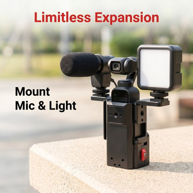 FEICHAO Metallkäfig mit Magnetgriff und Blitzschuh für DJI Osmo Pocket 4 und Pocket 3 in Schwarz - Bild 1